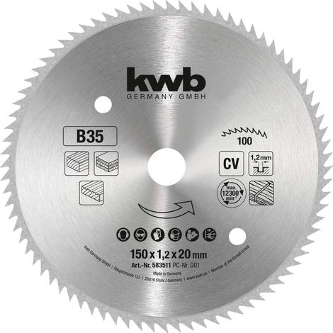 kwb lama per sega circolare 150 x 20 mm, Made in Germany, tagli molto fini, adatta per pannelli di legno, legno profilato e legno tenero (1/5)