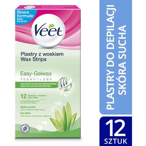 VEET Professionelle Wachsstreifen zur Körperhaarentfernung – Trockene Haut, 1 Packung – 12 Stück