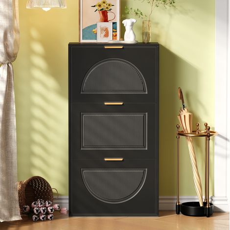 Schuhschrank schmal platzsparend 60x24x114 Schwarz OKMYHOME (1/5)
