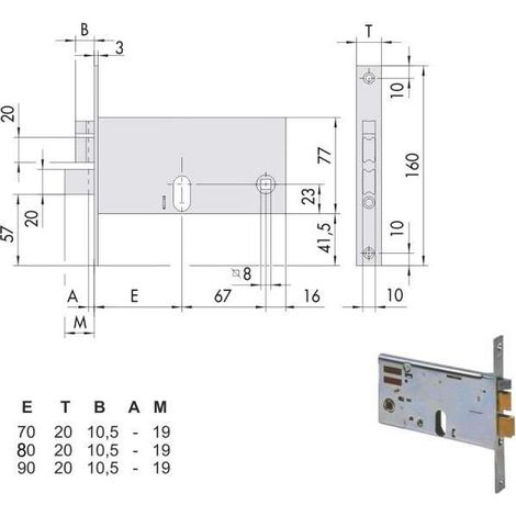 SERRATURA METALLO INFILARE ELETTRICA 14461 CISA - B.Q ZINC F.MM 20 F.OVALE+SCR+M2 MF H.MM 77 E.MM 80 - 1 pezzo
