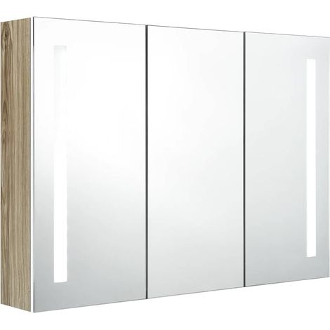 Maison Exclusive - LED-Bad-Spiegelschrank 89x14x62 cm Weiß und Ei (1/5)
