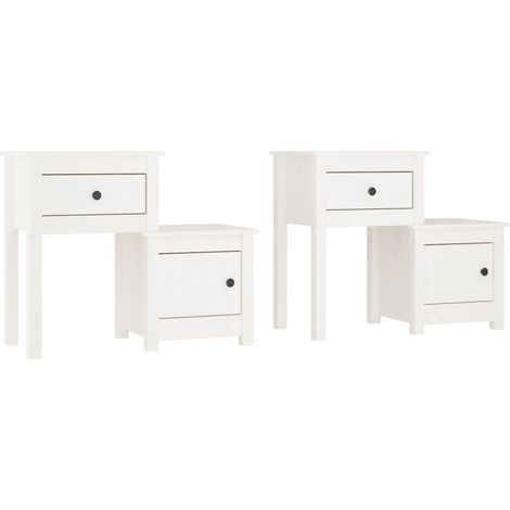 Set 2 comodini con cassetto e vano con anta 79,5 x 38 x 65,5 cm in legno di pino bianco DEC034977