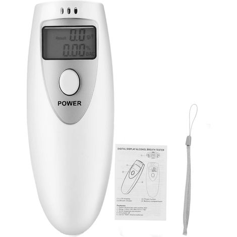 Éthylotest Électronique Homologué NF – Alcootest Portable Blanc, Idéal pour Maison & Fêtes (1/5)