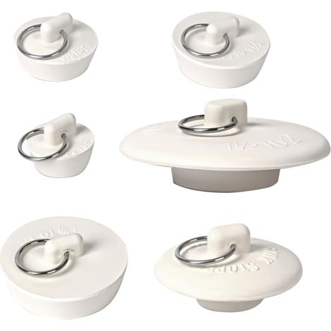 Lot de 6 bouchons d'évier de tailles différentes, bouchon de baignoire avec bague de fixation, bonde d'évier en caoutchouc pour cuisine, salle de bain et buanderie, accessoires de baignoire (1/5)