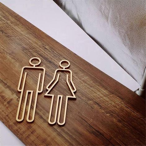Conseils Panneau de toilette Plaque Étiquette murale autocollante dorée A-- (1/5)