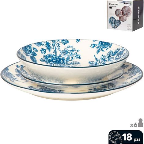 Vajilla 18 piezas, modelo provenza, azul