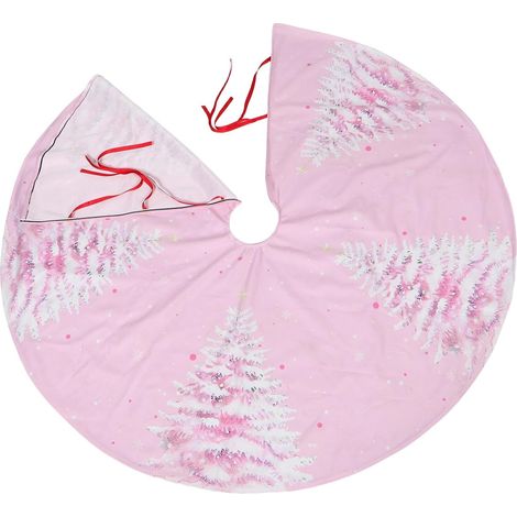 Tapis de Sapin de Noël Peluche Rose Jupe de Noël Flocons de Protection pour Sapins de Fête Hiver Décorations Intérieures (1/5)