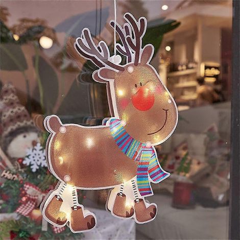 Lámpara colgante navideña con ventosa, luz de Papá Noel, decoración navideña, ambiente festivo, lámpara colgante de estrella decorada para ventana, luces de farol (1/4)