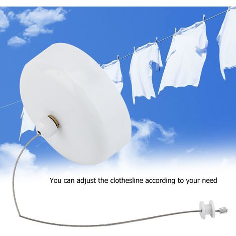 Étendoir à linge mural rétractable en acier inoxydable, pour une utilisation intérieure et extérieure (gris) (1/5)