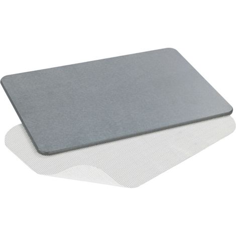 Tapis de bain diatomite 60 x 39 cm gris – Antidérapant – Séchage rapide – Pour douche et baignoire (1/5)