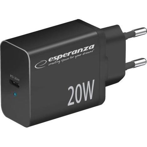 Esperanza Quick Power Charger 20W Usb-C Pd Black