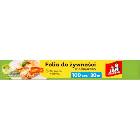 Papel de aluminio Jan Niezbędny para envasar alimentos en hojas de 100 unidades. (1/4)