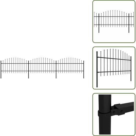 Gartenzaun mit Speerspitzen Stahl (1 - 1,25) x 5,1 m Schwarz - Gartenzaun - Stahlezaunt - Metallzaun - Sicherheitszaun - Zaunsystem (1/5)
