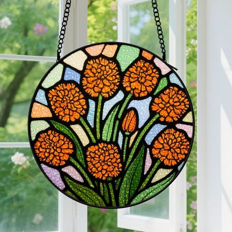30cm Suspension en vitrail, attrape-soleil coloré en verre unique élégant, décoration intérieure artistique, cadeau Noël pour femme, homme, sœur (1/5)