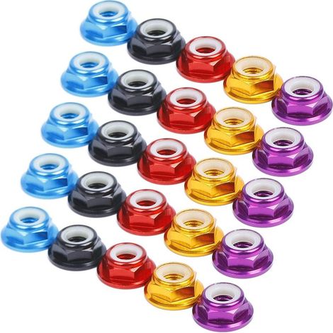 25 Pièces Hex Auto-Lock Noix, M5 Écrou de Verrouillage en Aluminium CNC Écrou Bride Nylon Autobloquant en Métal (1/5)