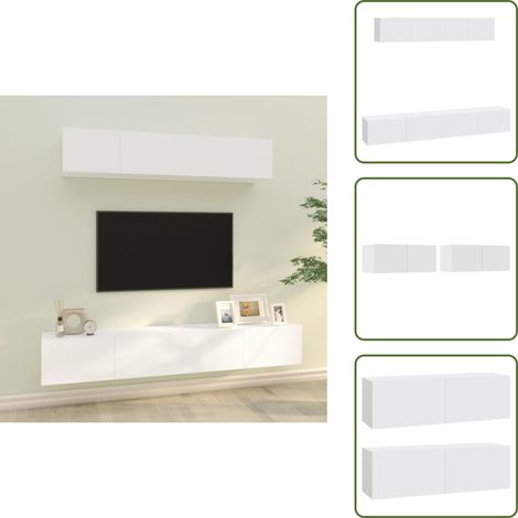 Ensemble de meubles TV 4 pcs Blanc Bois d'ingénierie - Meuble Tv - Meuble Tv Mural - Ensemble Meuble Tv - Meuble Tv Moderne - Meuble Tv Blanc