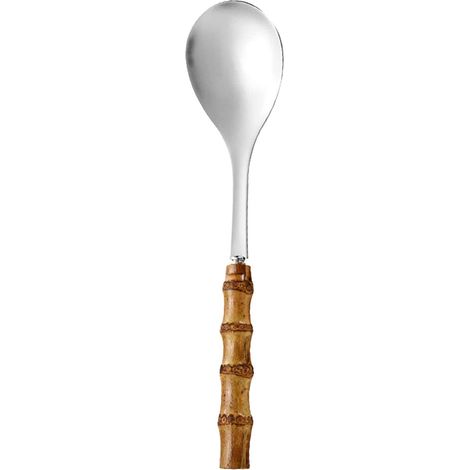 Cuillère À Dessert - Fourchette À Salade - Couteau À Steak - Cuillère À Thé - Poignée En Bambou Naturel - Acier Inoxydable 18/10 - Lot De 4 Pièces (1/5)