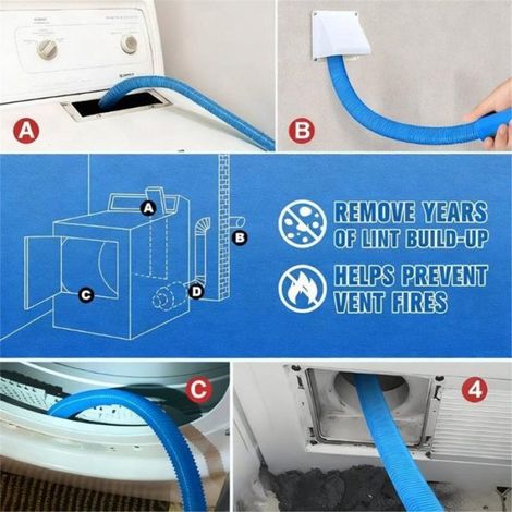 1 Kit nettoyage conduit sécheuse, connecteur universel, brosse peluches, tuyau flexible, pour aspirateur et recoins (1/5)