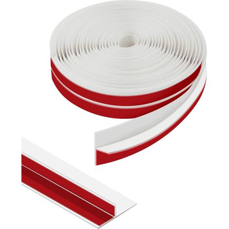 Boudin de Porte en Forme de T, Bande d'Isolation Adhésive Double Face, Scellement de Cadre, Balai de Porte, Bordure de Protection Contre les Courants d'Air (Blanc, 3.8 cm × 6.10 m) (1/5)