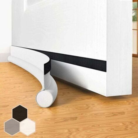 Joint de porte coupe-vent auto-adhésif pour portes, 94 cm sous porte coupe-vent isolable balai de porte protection contre les intempéries, insonorisé, Blanc (1/5)