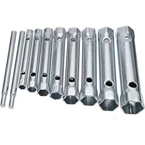 Set of 10 tubular wrenches, 6 to 22 mm – Heavy-duty steel – For loosening hard-to-reach bolts – For fitting taps and mixers (1/5)