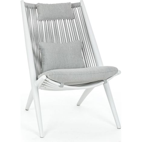 Gepolsterter Lounge-Sessel "Aloha" aus Aluminium für Garten und Terrasse -Weiss (1/4)