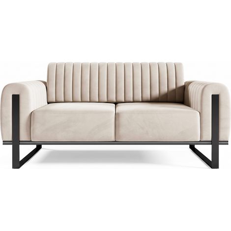 Selsey Parissa - Schlafsofa, Samt Hellbeige schwarze Füße, 164 cm (1/5)