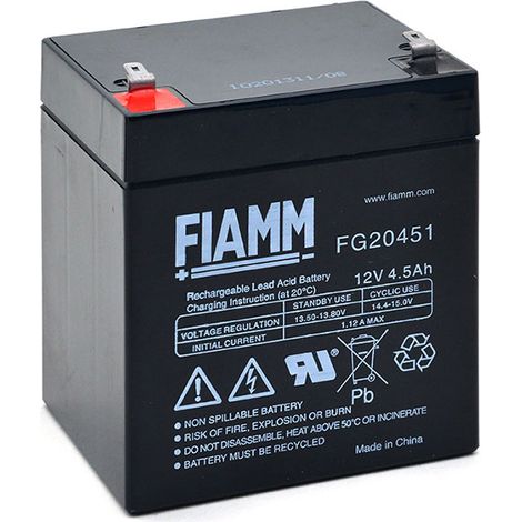 Batterie plomb AGM 12V 4.5Ah – Étanche pour onduleurs et systèmes d'alarme – Technologie absorbée – Dimensions 90x70x106mm – Fiamm - FG20451