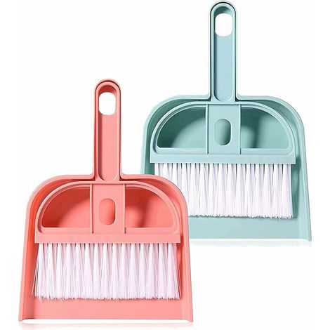 2 Pièces Mini Set Pelle et Balayette,Petit Balai et Ensemble de Nettoyage de Pelle à poussière -Plastique-pour Nettoyer Une Table, Un Bureau, Un comptoir, Un Clavier, Une Voiture (1/5)