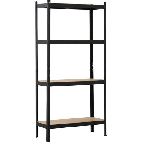 SCHULTE Regalwelt Rayonnage lourd avec 4 tablettes en MDF, 180x90x35 cm (HxLxP), capacité de charge 120 kg par tablette, noir (1/5)