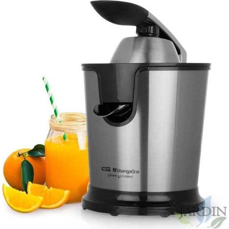 Exprimidor INOX 160W, motor AC, boquilla antigoteo, cuerpo, filtro y boquilla de acero inoxidable, exprimidor eficiente
