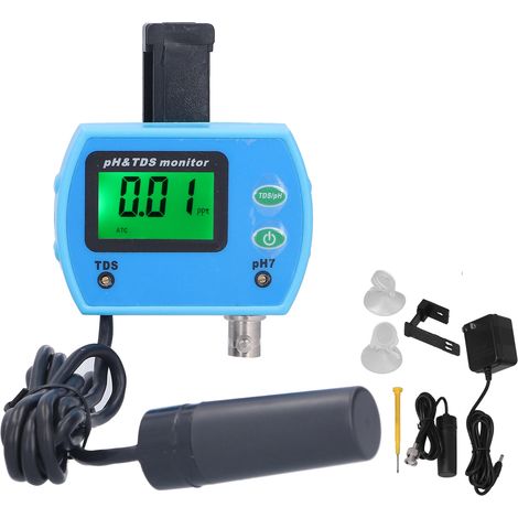 Testeur pH et TDS PH-9851 avec sonde BNC, écran LCD rétroéclairé, compensation température, pour aquarium piscine laboratoire (1/5)