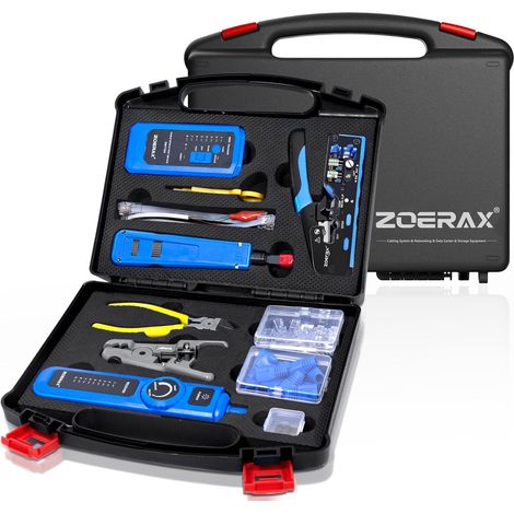 14 in 1 Network Tool Kit - RJ45 Crimping Tool, Cat6 Connectors and Boots, Cable Tester, Wire Stripper, Ethernet Punching Tool (1/5)