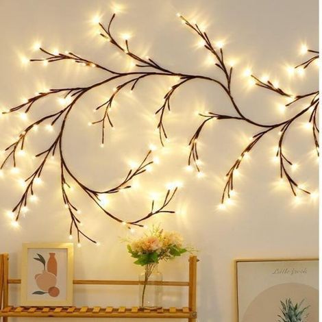 Luci rattan Applique a parete indoor Luci di Natale rami di piante artificiali, Luci di decorazione della parete (bianco caldo) - RWArbre luminoso (1/5)