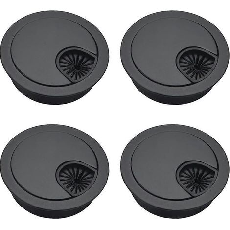 Lot de 4 passe-câbles métalliques de 60 mm, en alliage de zinc, pour bureau ou établi. (1/4)