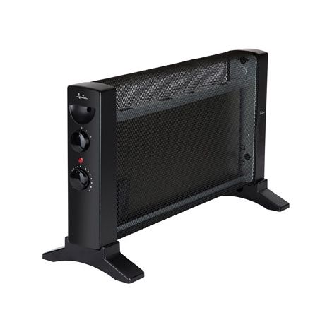Radiador de mica Jata JCRM2206 con 2 niveles de calor (300-600 W) y termostato ajustable. Ahorro energético.