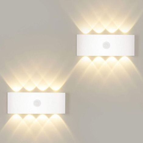 LangRay 8W Wall Light with Motion Sensor, Automatic On/Off, Warm White 3000K, Indoor/Outdoor Sensor Wall Lamp IP65-RAPANDA (1/5)