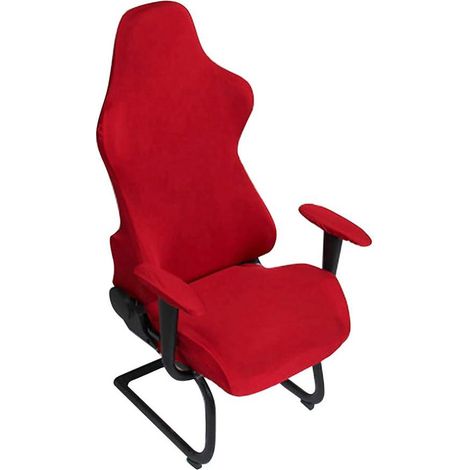 Housse Fauteuil Gaming Rouge, Protège-Siège de Bureau Élastique en Spandex, Housse de Chaise de Course à Bras, Couvre-Siège de Gaming (1/4)