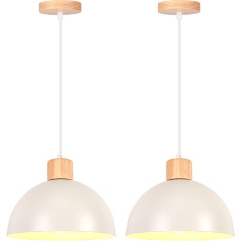 royaluxe- 2PCS Lustre En Métal Vintage Suspension Luminaire Moderne Lampe À Suspension D'Intérieur Simple E27, Blanc Pour Restaurant Cuisine