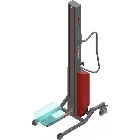 Chariot porte bobine semi électrique - Hauteur 1600mm - Capacité 100kg - Eperon et plateau rotatif pour bobine et feuillard - 8091000007