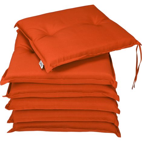 DETEX® 6x Cojines Boston para sillas Almohadillas de asientos lavables 43x39x5cm - Varios colores Naranja (1/6)