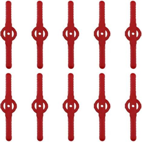 Lames de rechange Ulisem pour tondeuse à gazon, 10 pièces, accessoires de jardin, lames de rechange en plastique, petit trou de 5 mm, pour tondeuse à gazon sans fil (rouge) (1/4)