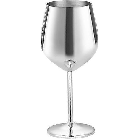 HONORNIC - Ensemble de verres à vin en acier inoxydable incassables, verres à vin argentés pour l'extérieur (1/5)
