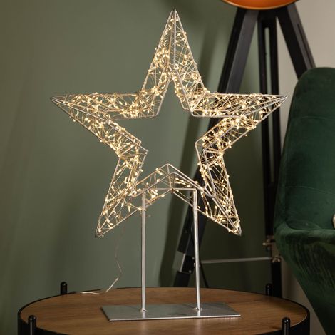 46cm Light up Dewdrop Christmas Star on Metal Stand with 720 Warm White LEDs (1/5)