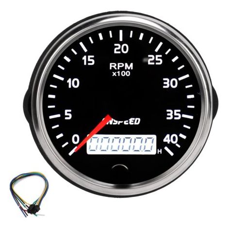 Jauge Tachymétrique, Tachymètre 85 Mm/3,35 Pouces 0-4000 Tr/min IP67 étanche Rétro-éclairage Blanc Ambre pour Moteur à Essence 1-8 Cylindres (1/5)