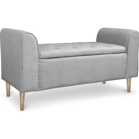 Banquette Coffre en Tissu "Pooh" 114cm Gris Clair