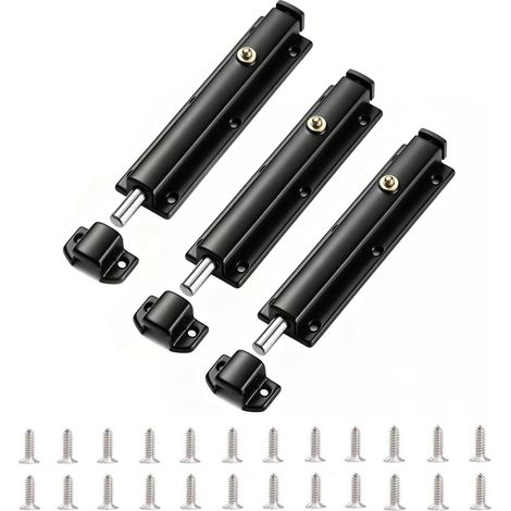 Lot de 3 verrous automatiques pour portail en acier inoxydable – Verrou à ressort auto-verrouillant pour jardin, clôture, étable, grange, porte extérieure – Anti-rouille et solidité (6 pouces) (1/5)