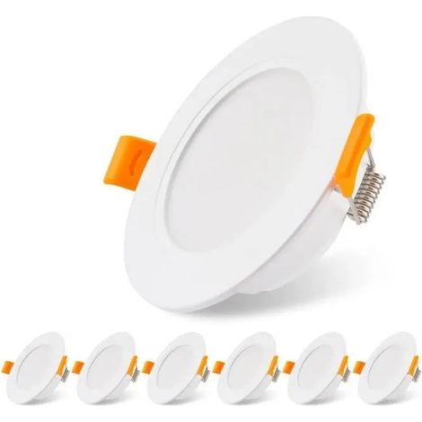 Lot de 6 spots encastrables LED ultra plats 230 V 5 W plafonnier encastr spot LED 3000 K spot de plafond pour salle de bain PZCC (1/4)