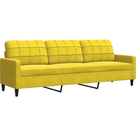 Divano a 3 Posti Giallo 210 cm in Velluto vidaXL 590286 (1/5)