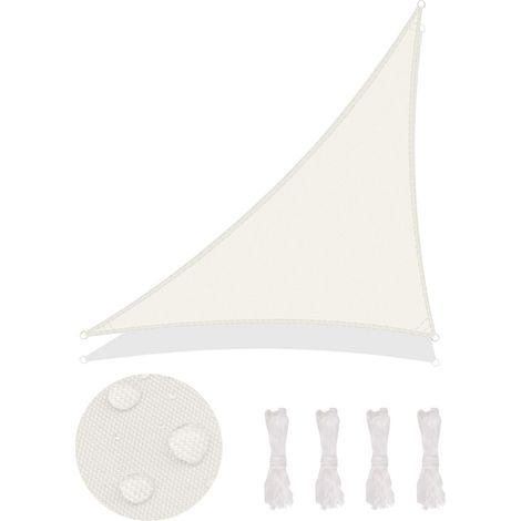Dreieckiges Sonnensegel, 3 x 3 x 4,25 m, wasserdichtes PES-Schattentuch, cremefarben, mit 95 % UV-Schutz für den Außenbereich, Terrasse, Garten